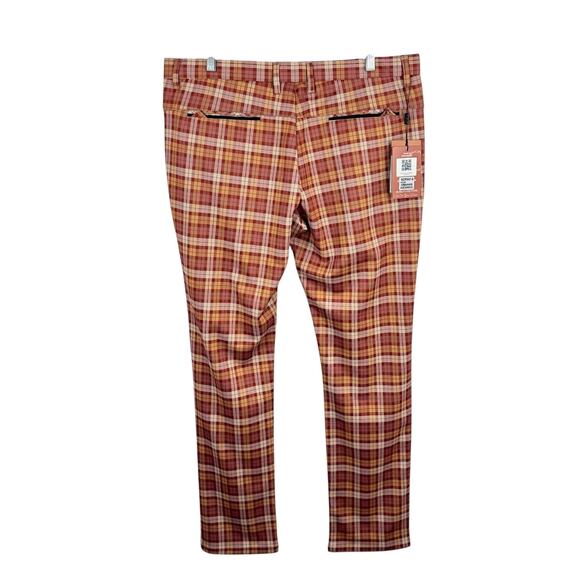 NWT Suslo Couture Orange Plaid Stretch Trousers - Picture 3 of 6